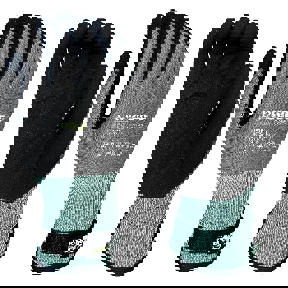 Cut & Puncture Resistant Gloves; Coating Material: Micropore Nitrile ; Coating Coverage: Palm ; Glove Type: Cut-Resistant ; ANSI/ISEA Cut Resistance Level: A4 ; Primary Material: Kyorene ; Lining Material: Poly-Acrylic